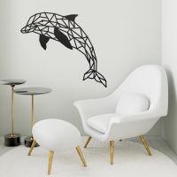 Geometric Dolphin Wall Art in Situ in a Modern Sitting Room
