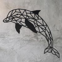 Geometric Dolphin Wall Art on a Rustic Wall