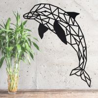 Geometric Dolphin Wall Art on a Rustic Grey Wall