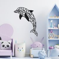 Geometric Dolphin Wall Art in a Child"s Playroom