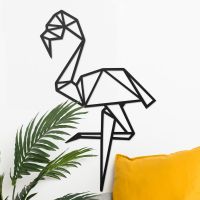 Geometric Flamingo Wall Art on White Wall
