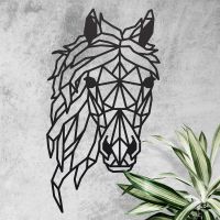 Geometric Horse Head Wall Art in Situ on a Rustic Wall Geometric Horse Head Wall Art in Situ on a Rustic Wall