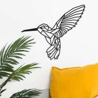 Geometric Steel Hummingbird Wall Art on a Cream Wall
