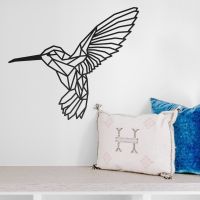 Geometric Steel Hummingbird Wall Art in the Home