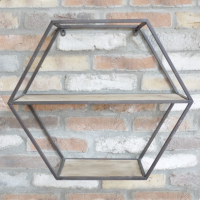 Geometric Iron & Wood Shelf Created out of Iron and Wood