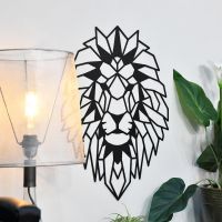 Geometric Lion Steel Wall Art in Situ on a White Wall Geometric Lion Steel Wall Art in Situ on a White Wall