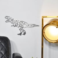 Geometric Natural Steel Finish T-Rex Wall Art in Situ
