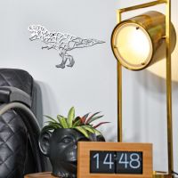 Geometric Natural Steel Finish T-Rex Wall Art in the Living Room