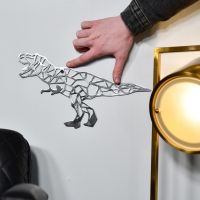 Geometric Natural Steel Finish T-Rex Wall Art to Scale