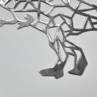 Close-up of the Natural Steel Finish on the Geometric T-Rex Wall Art
