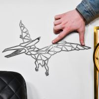 Geometric Natural Steel Pterodactyl Wall Art to Scale