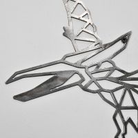 Close-up of the Geometric Design on the Natural Steel Pterodactyl Wall Art