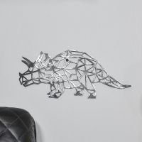 Geometric Triceratops Wall Art in a Natural Steel Finish Geometric Triceratops Wall Art in a Natural Steel Finish