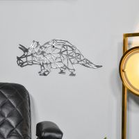 Geometric Natural Steel Triceratops Wall Art in Situ Geometric Natural Steel Triceratops Wall Art in Situ