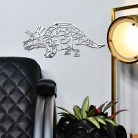 Geometric Natural Steel Triceratops Wall Art in Use in the Living Room Geometric Natural Steel Triceratops Wall Art in Use in the Living Room