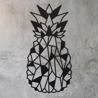 Geometric Steel Pineapple Wall Art in on a Rustic Wall