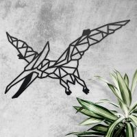 Geometric Iron Pterodactyl Wall Art on a Rustic Wall