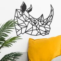 Geometric Rhino Steel Wall Art in Situ