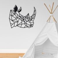 Geometric Rhino Steel Wall Art in the Children"s Playroom