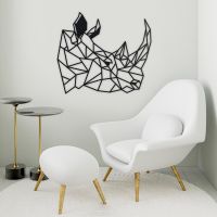 Geometric Rhino Steel Wall Art in a Modern Sitting Room