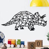 Geometric Iron Triceratops Wall Art in Situ