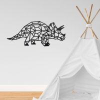 Geometric Iron Triceratops Wall Art in Situ in a Children"s Play Room