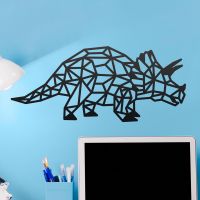Geometric Iron Triceratops Wall Art in Situ in a Children"s Play Room Geometric Iron Triceratops Wall Art in Situ in a Children"s Play Room