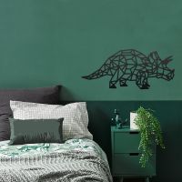 Geometric Iron Triceratops Wall Art in Situ in a Bedroom Geometric Iron Triceratops Wall Art in Situ in a Bedroom