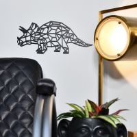 Geometric Steel Triceratops in living room setting Geometric Steel Triceratops in living room setting