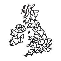 United Kingdom Geometric Steel Map Art Finished in Black