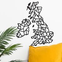 United Kingdom Geometric Steel Map Art in Situ on a Cream Wall