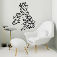 United Kingdom Geometric Steel Map Art in Situ in a Sitting Room