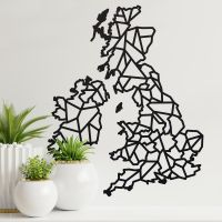 United Kingdom Geometric Steel Map Art in Situ on a Cream Wall