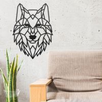 Geometric Iron Wolf Wall Art in Situ