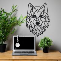 Geometric Iron Wolf Wall Art in Situ in the Office