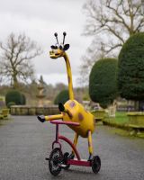 ‘Freewheeler” the Upcycled Metal Giraffe Garden Sculpture on a Tricycle main image