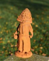 Rustic Cast Iron Girl With Basket  Rustic Cast Iron Girl With Basket