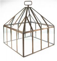 Square Copper and Glass Mini Greenhouse Cloche