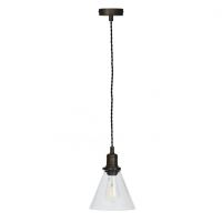 Glass Cone Pendant Hanging Light in Antique Bronze 