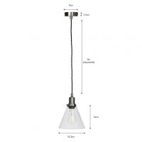 Glass Cone Satin Nickel Pendant Hanging Light Dimensions