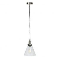 Glass Cone Pendant Hanging Light in Satin Nickel 