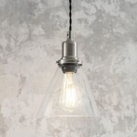 Glass Cone Satin Nickel Pendant Hanging Light in Situ