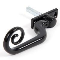 Glossy Black Monkeytail Espagnolette Window Handle left handed close up