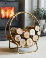 Gold Circular Log Rack & Holder - 45cm in Situ
