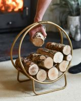 Scale Shot of Gold Circular Log Rack & Holder - 45cm