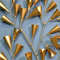 Gold Cone Leaf Design on the Wall Art