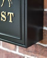 Close up of Gold Horse Wall Mounted Post Box frame Close up of Gold Horse Wall Mounted Post Box frame