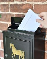 Gold Horse Wall Mounted Post Box in use Gold Horse Wall Mounted Post Box in use