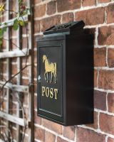 Gold Horse Wall Mounted Post Box Side View Gold Horse Wall Mounted Post Box Side View