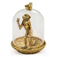 Monkey in Glass Dome Finished in Gold